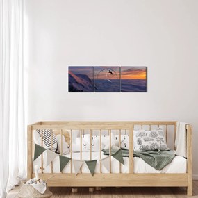 Obraz pri západe slnka, Mt. blanc (s hodinami) (90x30 cm)