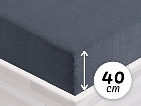 Froté napínacie prestieradlo na extra vysoký matrac FR-029 Antracitovo sivé 180 x 200 - výška 40 cm