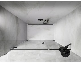 Mexen Lunar-B, Otočné ľavé sprchové dvere 115 cm, 8mm číre sklo, brúsený grafit profil, 832S-115-050-66-00-L