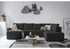 Antracitovosivá menčestrová rozkladacia rohová pohovka (pravý roh/do tvaru "U") Brave Dave – Miuform