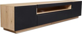 TV stolík Loftia 200 cm s otvorenou policou - dub artisan / čierny mat