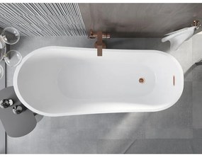 Mexen Alta, voľne stojaca vaňa 170 x 75 cm, biela, ružové zlato prepad, 52141707500-60