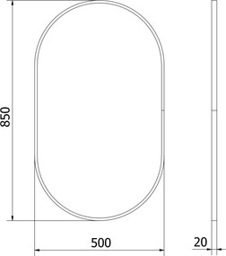 Mexen Loft oválne kúpeľňové zrkadlo 85 x 50 cm, čierny rám - 9851-085-050-000-70