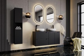 Comad Závesné zrkadlo s LED osvetlením Apollo 2 Black 90x70 cm s pohybovým senzorom, čierna