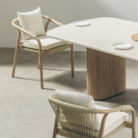 Zahradní židle Rovigo z masivu světlé akáciové dřevo/béžová