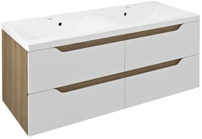 Sapho Sapho, WAVE dvojumývadlová skrinka 119,7x50x47,8cm, biela/dub cuneo, WA120-3025