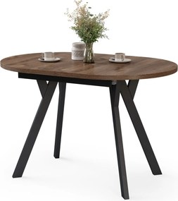 Mazzoni ALMO Hnedý dub / čierne nohy - OVÁLNY ROZKLADACÍ STÔL 140-240 cm PRE 10-12 OSÔB