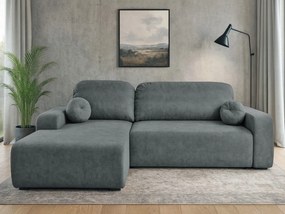 Rohová sedačka s funkciou spania Tori ľavá s úložným priestorom na posteľnú bielizeň, grafitový velúr
