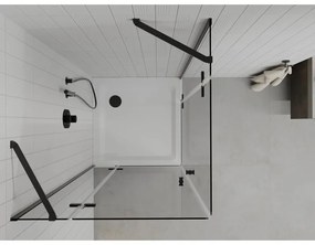 Mexen Roma Duo, sprchový kút 80 (dvere) x 80 (dvere) cm, 6mm číre sklo, čierny profil + slim sprchová vanička 5cm biela + čierny sifón, 854-080-080-70-02-4010B