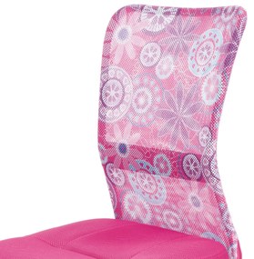 Autronic - kancelárska stolička, ružová mesh, plastový kríž, sieťovina motív - KA-2325 PINK