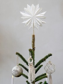 Krémová papierová hviezda na špičku stromčeka v darčekovej krabičke - 20*7cm