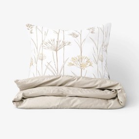 Goldea bavlnené posteľné obliečky duo - okrasné rastliny s latte 140 x 200 a 70 x 90 cm