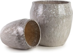 Sada 2 ks keramických květináčů NEVA XIV šedá