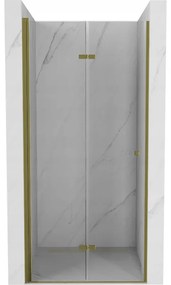 Mexen Lima, skladacie sprchové dvere do otvoru 100 x 190 cm, 6mm číre sklo, zlatý profil, 856-100-000-50-00