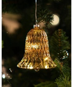 SIRIUS Sklenený zvonček LED, zlatý, 9 cm