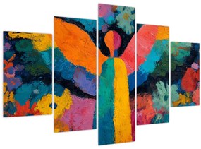 Obraz - Abstraktný anjel s kvetmi (150x105 cm)