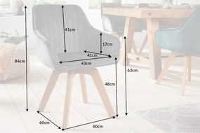 Livorno šedá zamatová otočná stolička