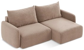 Svetlohnedá rozkladacia/s úložným priestorom rohová pohovka (pravý roh) Kalena – Makamii