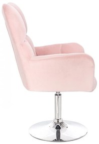 LuxuryForm DESIGN Kreslo AURORA VELUR na striebornom tanieri - ružové
