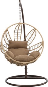 CH ZÁVESNÁ STOLIČKA SOBRE – PRÍRODNÁ, ŠEDÝ VANKÚŠ, HNEDÝ RÁM