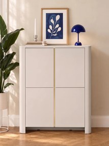 Vysoká komoda Sorrenti 103 cm - kašmírová / zlatá