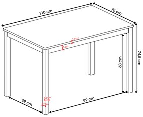 Súprava TORINO stôl + 4 stoličky Čierny/Svetlosivý (tkanina Sawana 21) – DREVENÝ KOMPLET DO KUCHYNE/JEDÁLNE