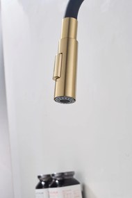 Gamma Flex 4000, stojanková drezová batéria s flexibilným ramenom, 2-funkčný výtok, čierna-zlatá matná, GMA-BFX-4000BGD