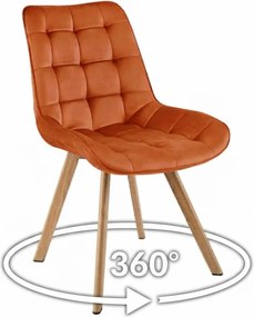 Stolička SORIA 360 – medený zamat / dubové nohy × 4