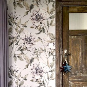 Tapeta pivonky béžová 280×100 cm