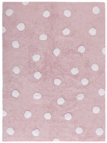 Lorena Canals koberce Pre zvieratá: Prateľný koberec Polka Dots Pink-White - 120x160 cm