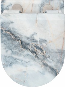 Závesná WC misa so SoftClose sedadlom REA CARLOS SLIM RIMLESS, leštená žula