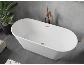 Mexen Flavia, voľne stojaca vaňa 150 x 75 cm, biela, medený prepad, 54031507500-65