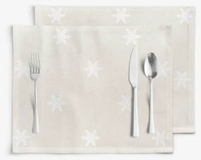 Goldea vianočné prestieranie na stôl natura – snehové vločky na režnej - sada 2ks 30 x 40 cm