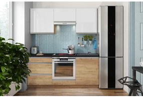 Kuchynská linka MARINA 180 cm, dub craft/lesklá biela