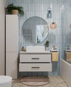 Závěsná skříňka pod umyvadlo s deskou NEL 2S 80 cm kašmírová