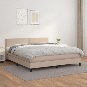 Boxspring posteľ s matracom kapučínová 160x200 cm umelá koža 3141076