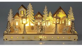 LED Zimná krajina prírodná, 10x LED, 30 cm, 2x AA