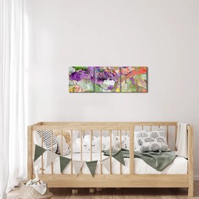 Obraz abstrakcie - maľba (s hodinami) (90x30 cm)
