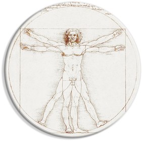 Artgeist Okrúhlý obraz - Vitruvian Man by Leonardo Da Vinci - A Drawing of the Proportions of a Man’s Body Veľkosť: 40x40