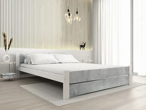 Posteľ IKAROS DOUBLE 140 x 200 cm, betón/biela Rošt: S latkovým roštom, Matrac: Matrac COCO MAXI 20 cm