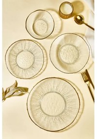 24-dielna jedálenská sada z číreho skla so zlatými detailmi