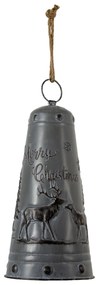 Tmavo šedý kovový zvonček Merry Christmas - Ø 19 * 40 cm