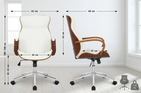 Design-Shop Kancelárska stolička Melilla - drevo orech - Biela