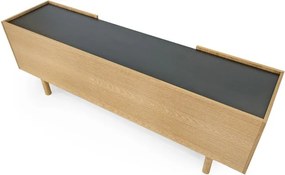 Čierny/prírodný TV stolík v dekore duba 175x60 cm Porto - Woodman