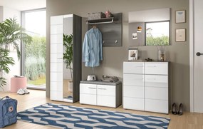 Predsieňová skriňa so zrkadlom Salsa, šedý dub/biely lesk