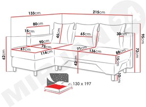 Rohová sedacia súprava Mezanoa  (tmavosivá + svetlosivá). Vlastná spoľahlivá doprava až k Vám domov. 1122551