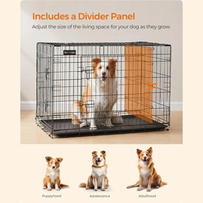 Klietka pre psa s 2 dverami, XL skladacia prepravka, čierna