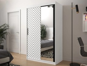 Moderná šatníková skriňa so zrkadlom Ratintu 2 120 cm, zásuvka: áno, Farby: čierna / dub artisan + čierna