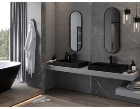 Mexen Loft, oválne kúpeľňové zrkadlo 100 x 35 cm, farba rámu čierna matná, 9851-100-035-000-70