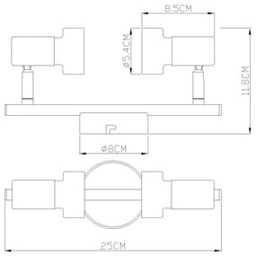 Globo 57917-2G - Bodové svietidlo  MASON 2xGU10/25W/230V čierna/zlatá